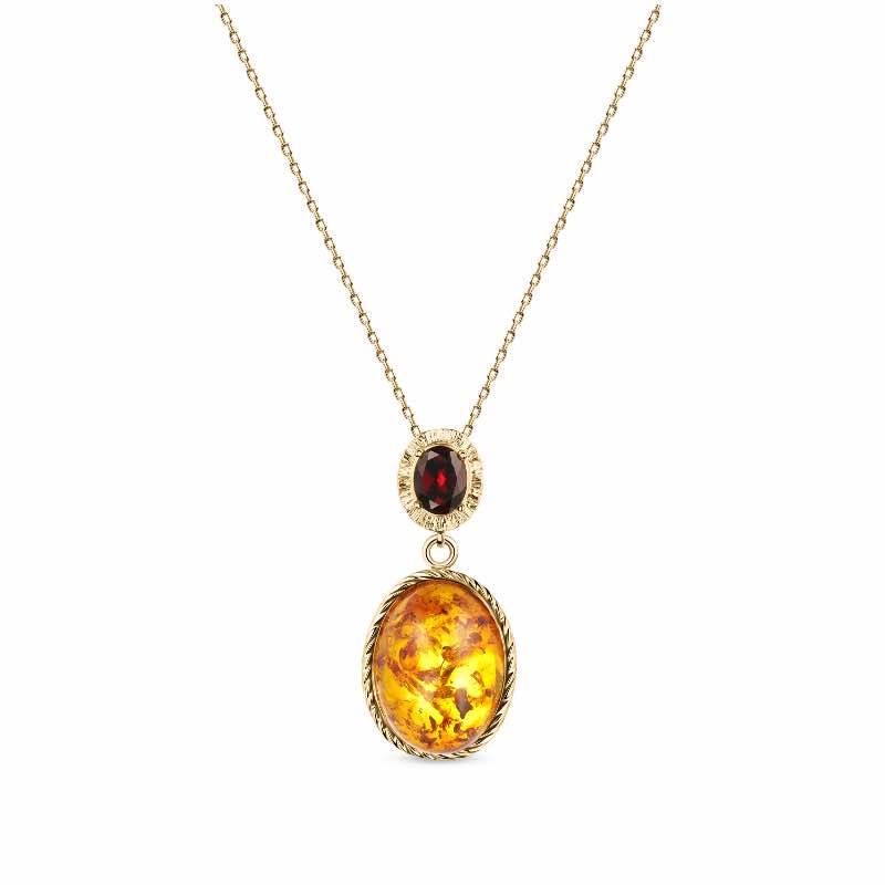 Garnet and Amber Necklace